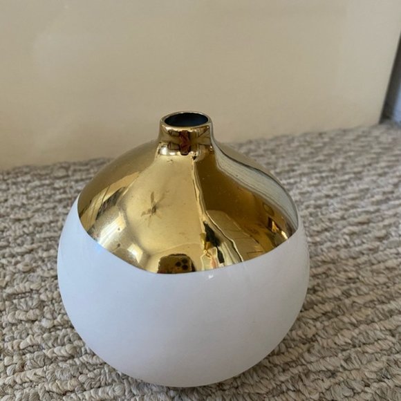 CANVAS HOME SPHERE BUBBLE WHITE GOLD DIPPED MINI VASE - Picture 4 of 8